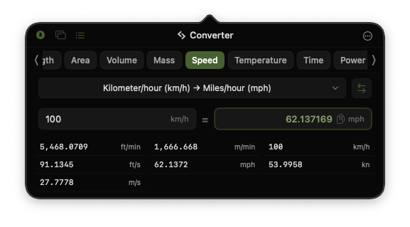 Speed conversion