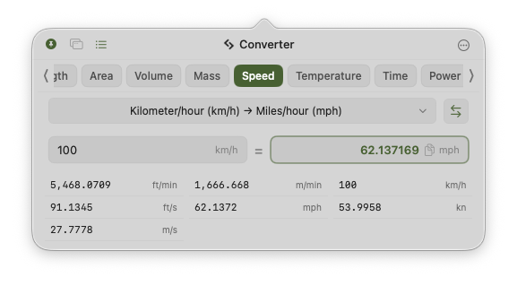 Speed conversion